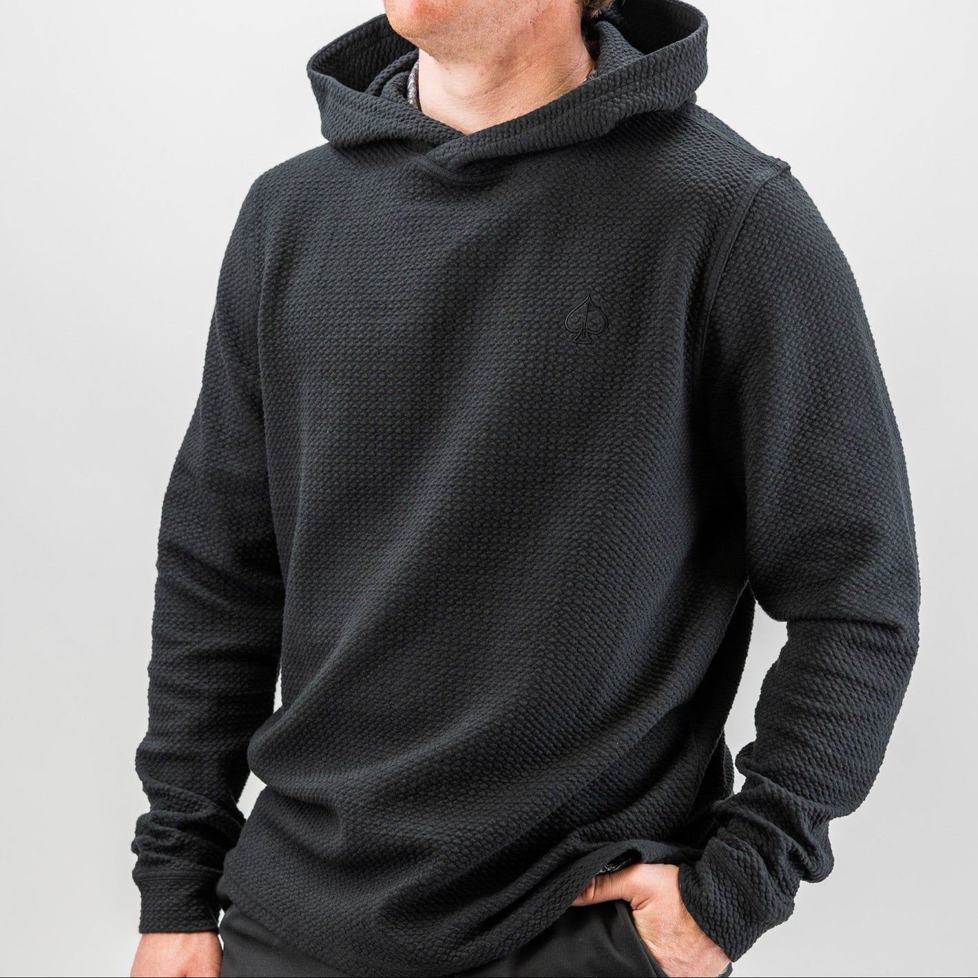 Pins & Aces Golf Waffle Knit Obsidian Hoodie