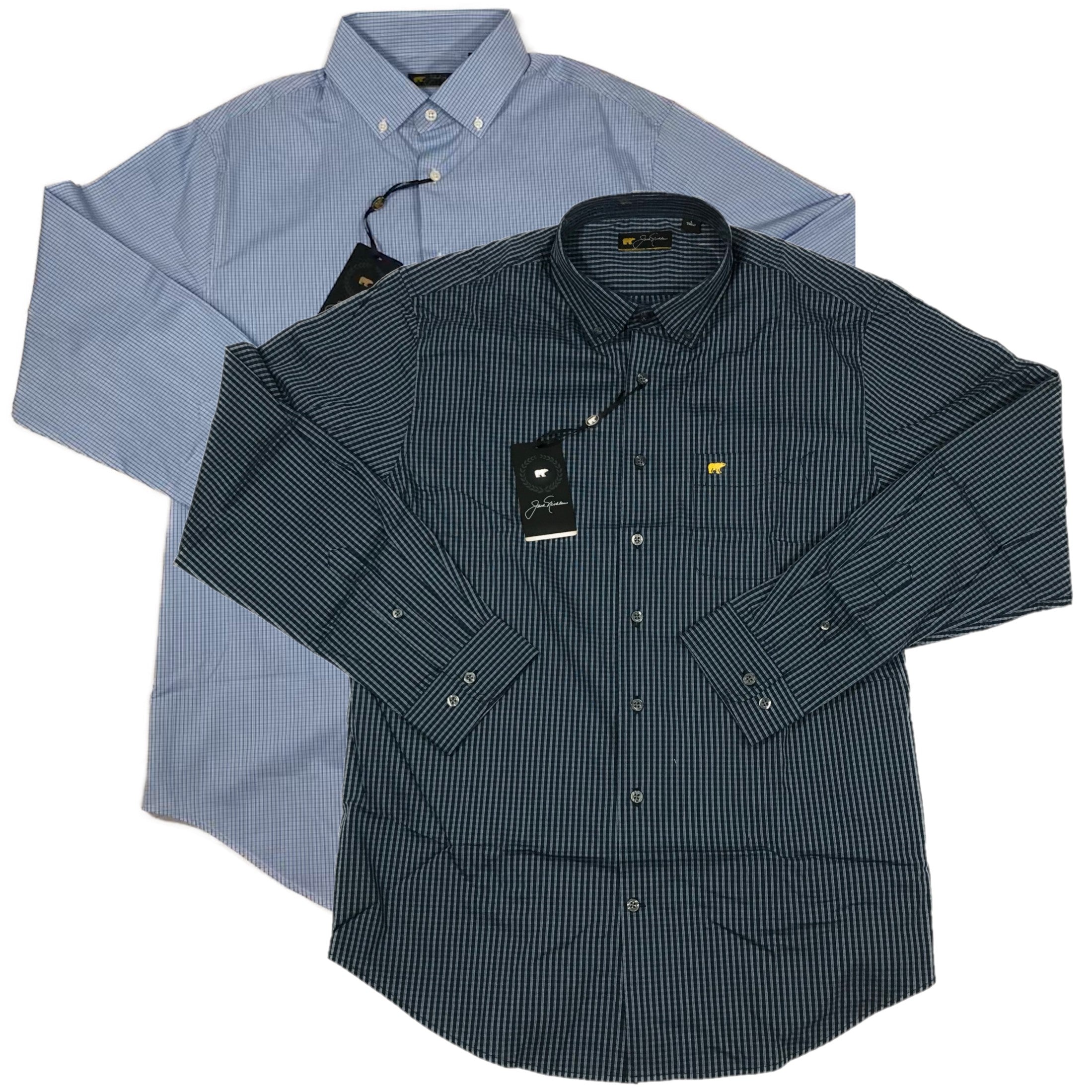 jack nicklaus dress shirts Jack Nicklaus Mini Drinks Golf Polo Shirt in Navy and Blue Mens Regular Fit Short Sleeve Performance Polo, Size Small