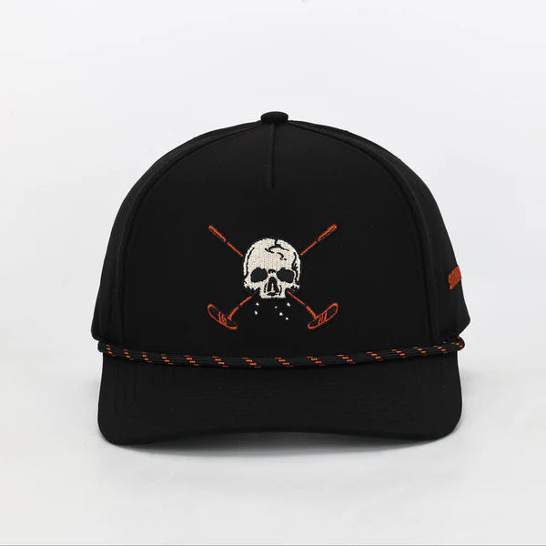 Shank It Golf Black Skull And Crossbones 2.0 Golf Hat