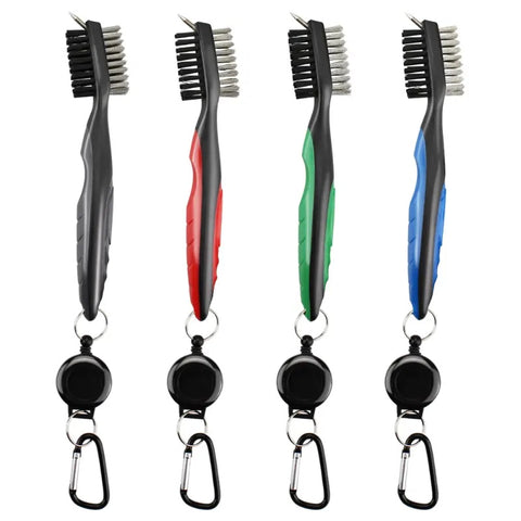 Nylon Dual Sided Golf Groove Cleaning Brush with Retractable Cord