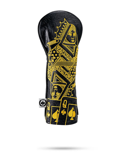Pins And Aces Golf Black/Gold Queen of Spades - Fairway Cover
