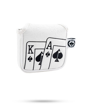 Pins And Aces Golf White Out Ace of Spades - Mallet Putter Cover