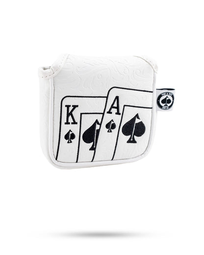 Pins And Aces Golf White Out Ace of Spades - Mallet Putter Cover