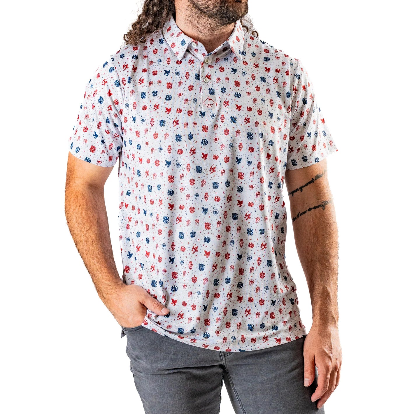 Pins & Aces Men's AMERICAN TRADITIONAL Performance Polo