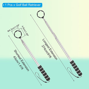 Golf Ball Retriever Telescopic Head Ball Grabber with Lanyard Pocket Size