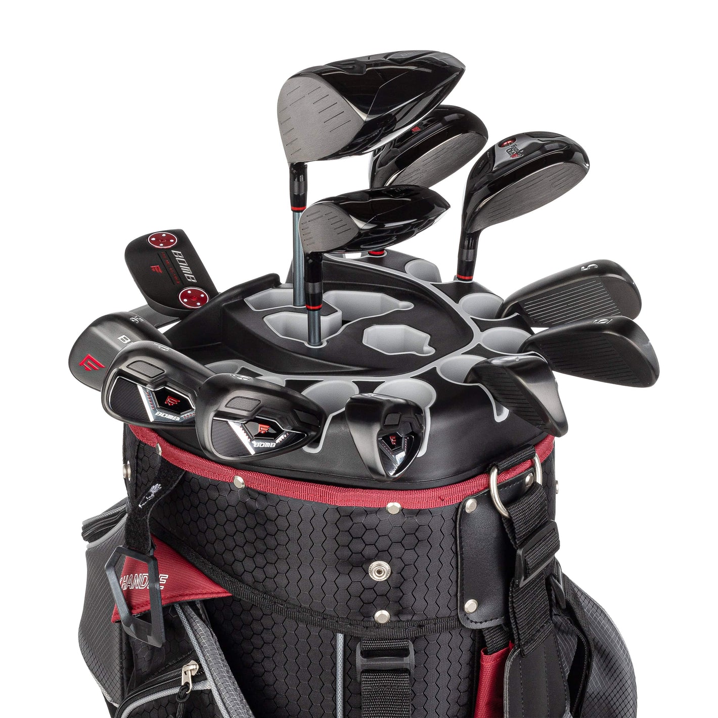 Founders Club Bomb Men's Golf Club Set with 14 Way Organizer Charcoal Bag Right Hand