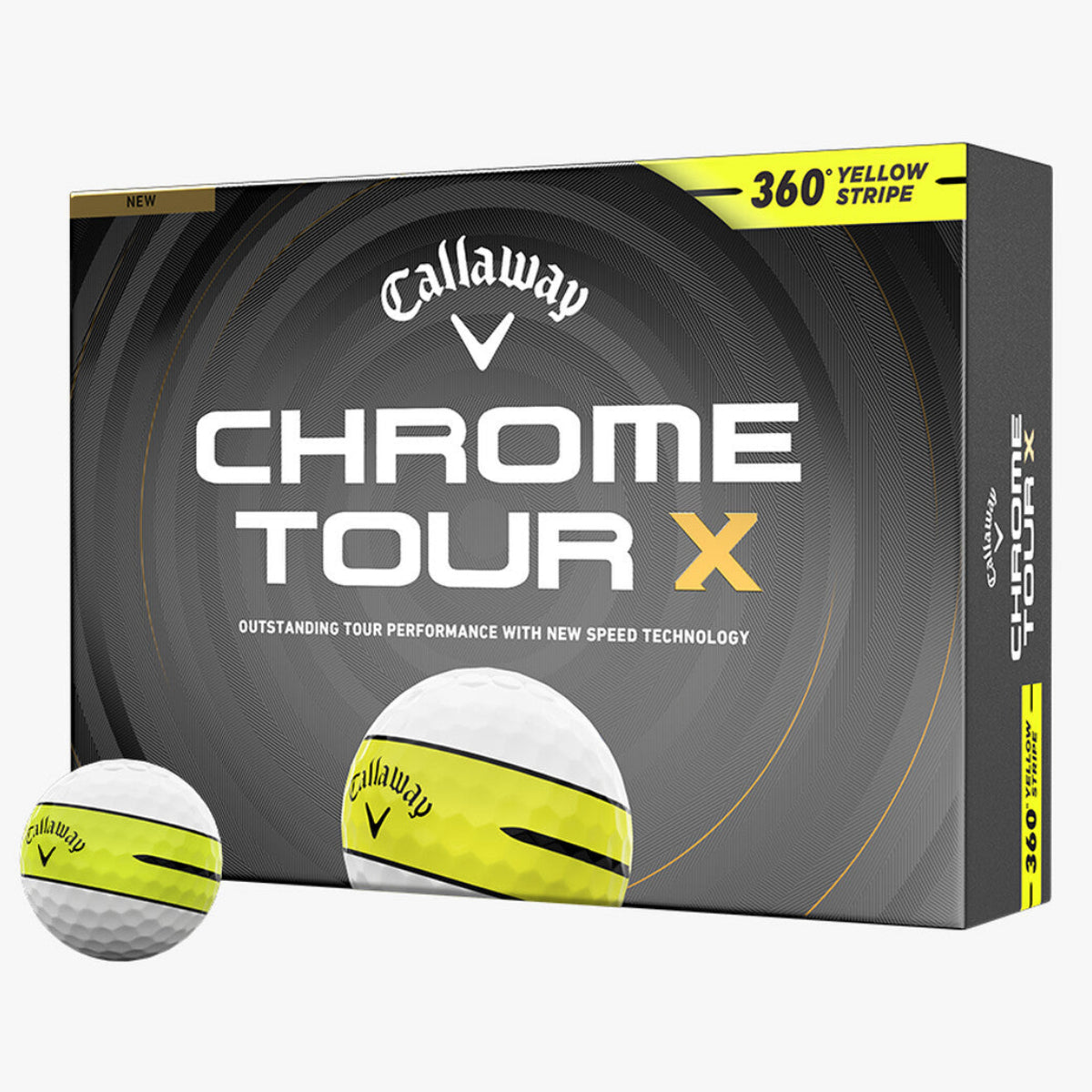 Callaway Chrome Tour X 360 Yellow Stripe Golf Balls