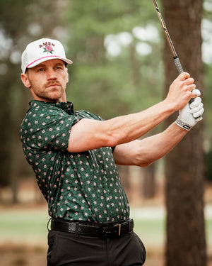 Pins & Aces Men's DARK AZALEA Performance Polo