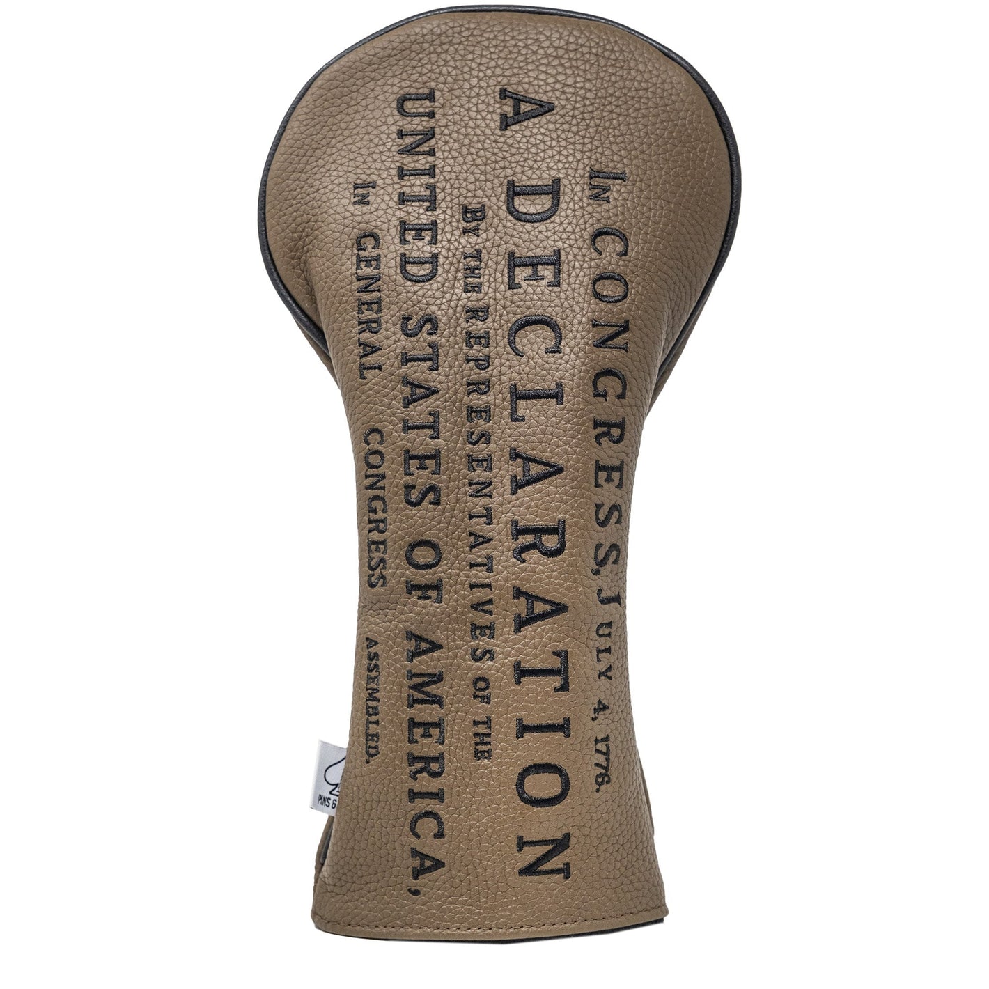 Textured head cover with 'A Declaration' text on a white background