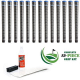 Winn Dri-Tac Wrap - 13 piece Golf Grip Kit (with tape, solvent, vise clamp) - GRAY WRAP