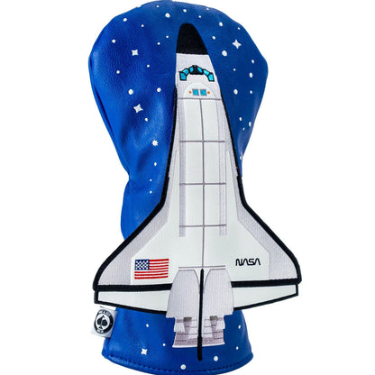 Space shuttle design on a blue hood with NASA branding