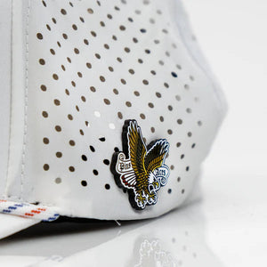 Pins And Aces Freedom Eagle Perforated Rope Hat With Ball Marker - White