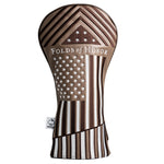 Golf club head cover with American flag design and 'Folds of Honor' text on a white background