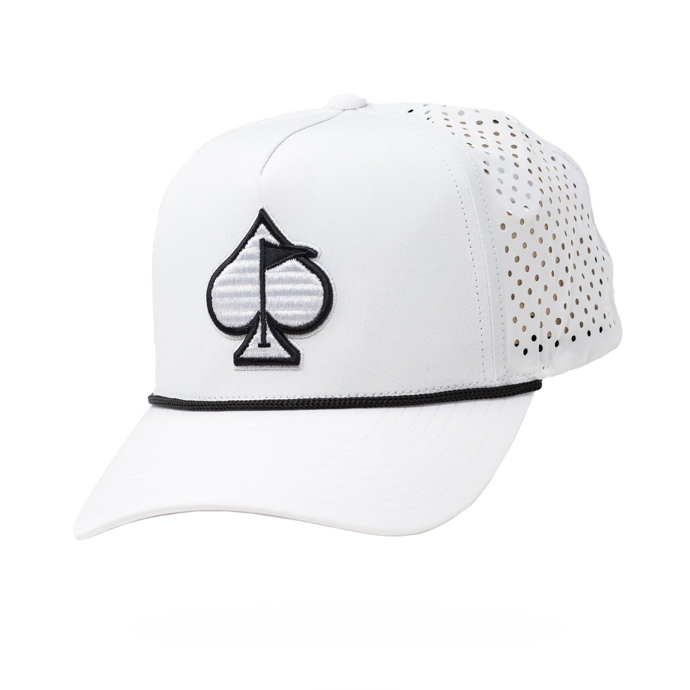 Pins And Aces Golf Perforated Rope Hat - White