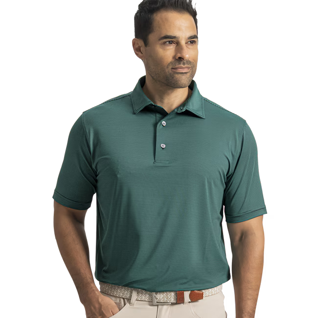 Footjoy MicroFeeder Stripe Lisle Mens Polo Golf Shirt