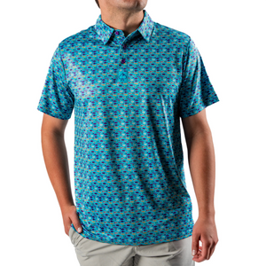 Pins & Aces Men's FISH & DRIPS Performance Polo