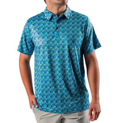 Pins & Aces Men's FISH & DRIPS Performance Polo