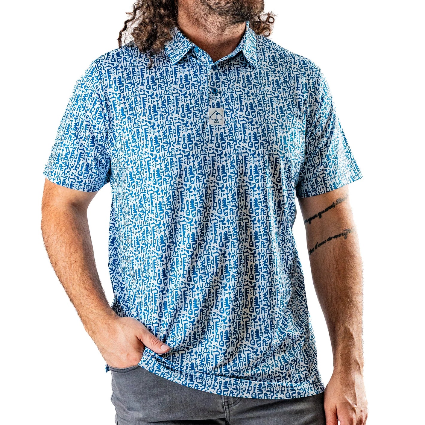 Pins & Aces Men's MAZE CRAZE Performance Polo