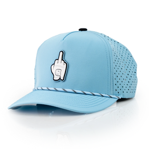Pins And Aces Middle Finger Perforated Rope Hat - Baby Blue