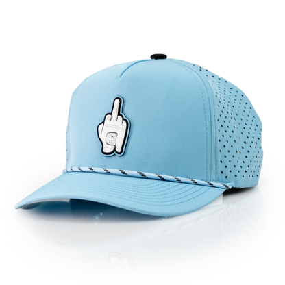 Pins And Aces Middle Finger Perforated Rope Hat - Baby Blue
