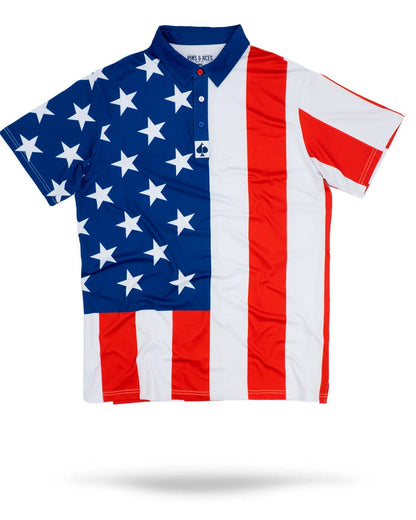 Pins & Aces Performance Limited Release Old Glory Golf Polos
