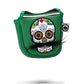 Pins And Aces Golf Mustache Sugar Skull - Mallet Putter Cover Green