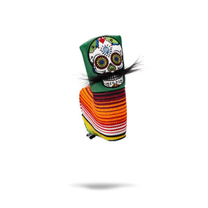 Pins And Aces Golf Mustache Sugar Skull - Blade Putter Cover Green