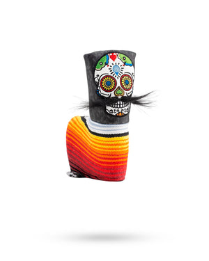 Pins And Aces Golf Mustache Sugar Skull - Blade Putter Cover Gray Camo