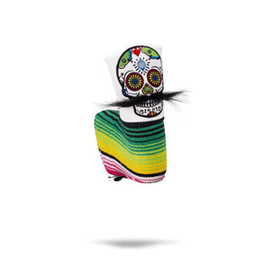 Pins And Aces Golf Mustache Sugar Skull - Blade Putter Cover White