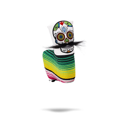 Pins And Aces Golf Mustache Sugar Skull - Blade Putter Cover White