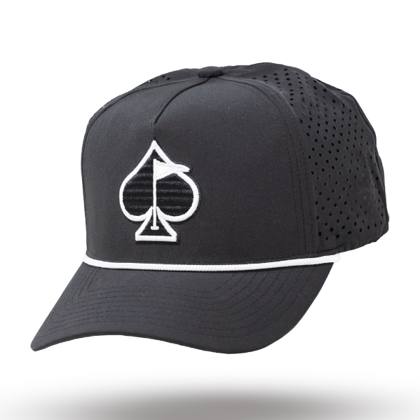 Pins And Aces Golf Perforated Rope Hat - Black