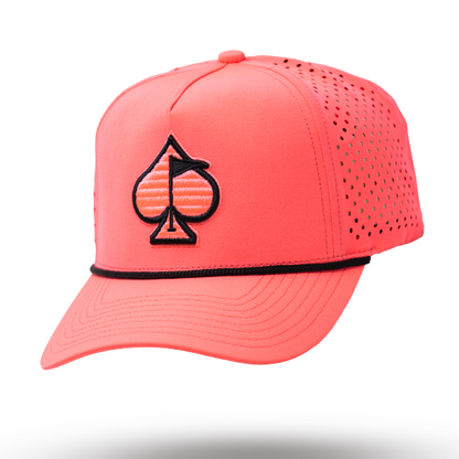Pins And Aces Golf Perforated Rope Hat - Highlighter Pink