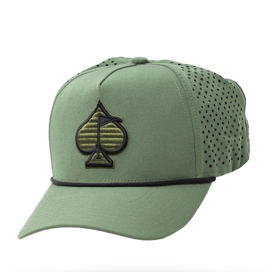 Pins And Aces Golf Perforated Rope Hat - Olive