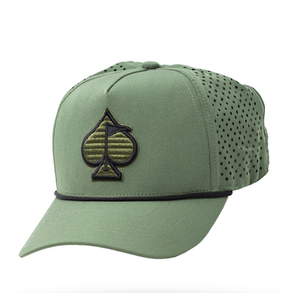 Pins And Aces Golf Perforated Rope Hat - Olive