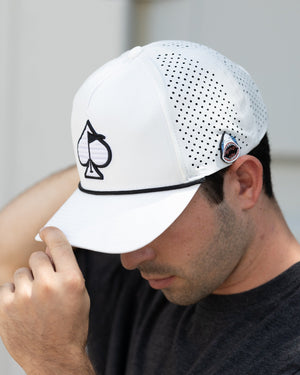 Pins And Aces Golf Performance Spade Hat - White