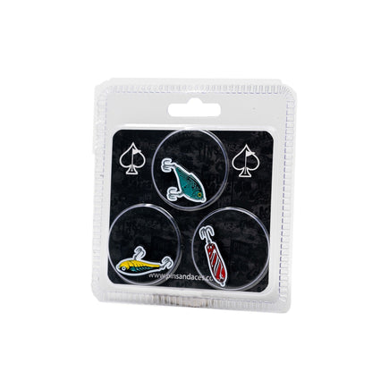 Pins And Aces Golf Fishing Lures Ball Markers - 3 Pack