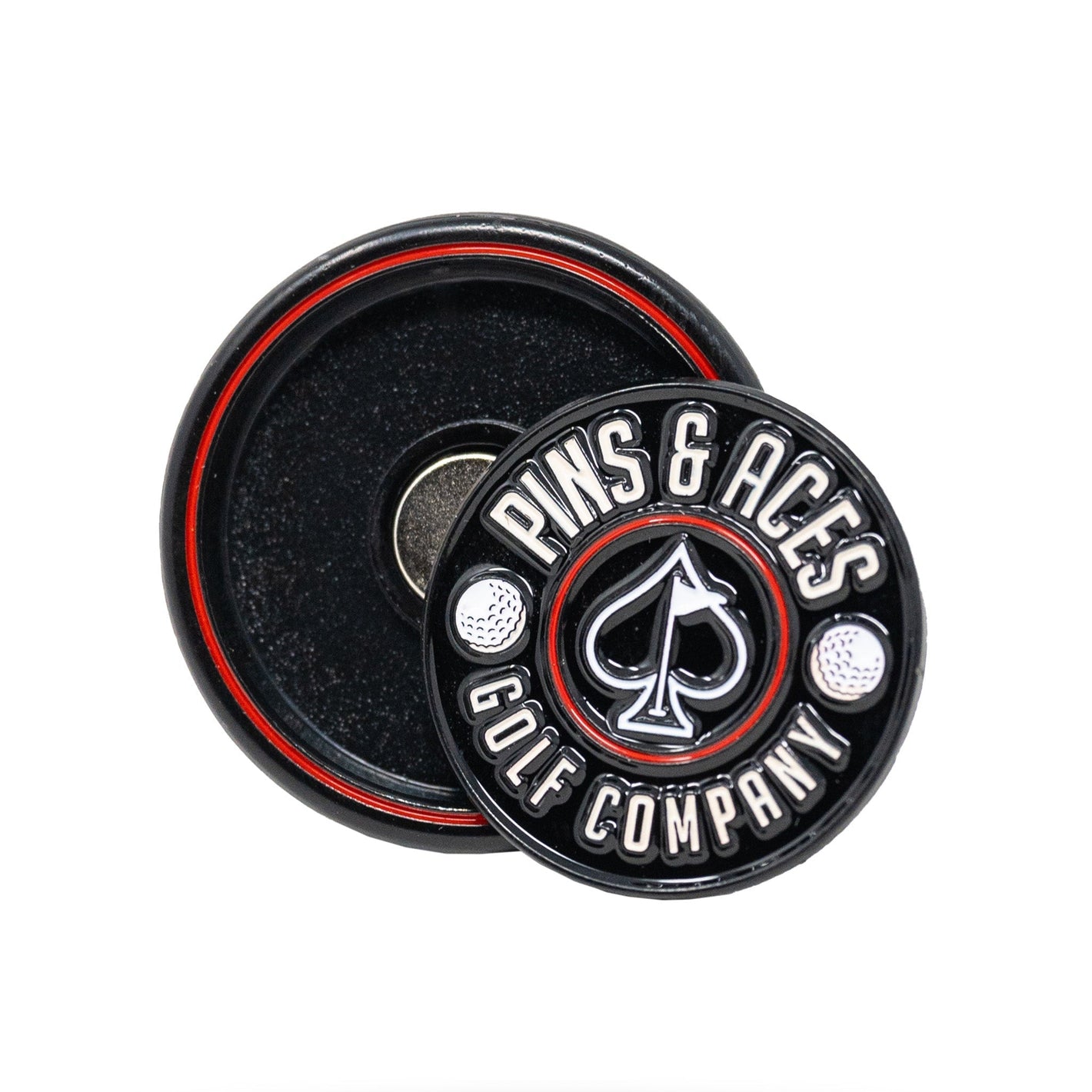 Pins And Aces Golf Pop Out Medallion Ball Marker - Black