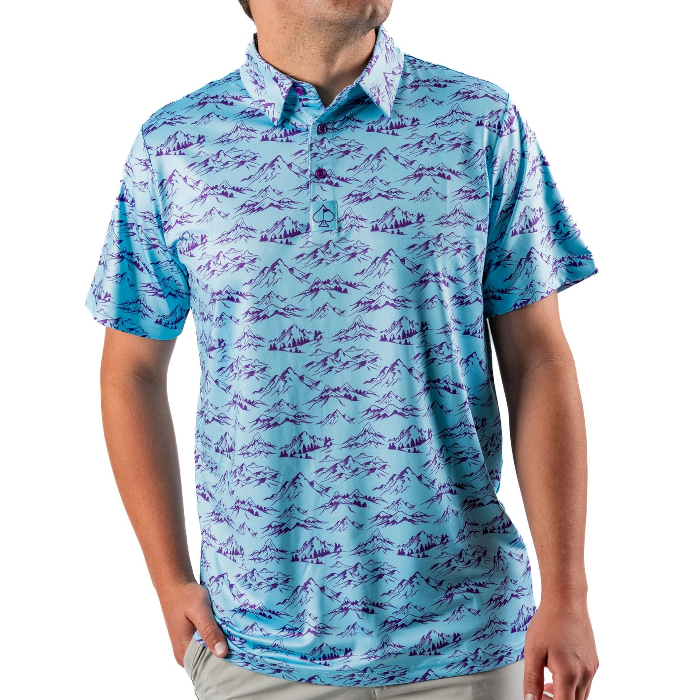 Pins & Aces Men's PURPLE MAJESTY Performance Polo
