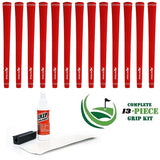 Karma Velour - 13 piece Golf Grip Kit (with tape, solvent, vise clamp) - RED