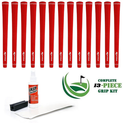 Karma Velour - 13 piece Golf Grip Kit (with tape, solvent, vise clamp) - RED