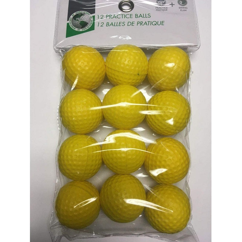 Reduced Flight Yellow Foam Golf Balls - 12 pack