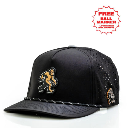 Pins And Aces Sasquatch Perforated Rope Hat With Ball Marker - Black