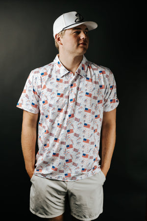 Shank It Golf Firework Splatter Polo