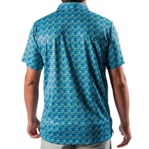 Pins & Aces Men's FISH & DRIPS Performance Polo