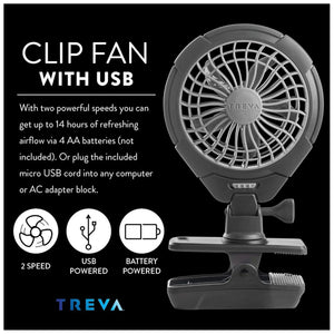 Treva 5" Battery-Powered Clip Fan