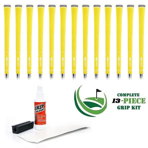 Karma Neion II - 13 piece Golf Grip Kit (with tape, solvent, vise clamp) - YELLOW