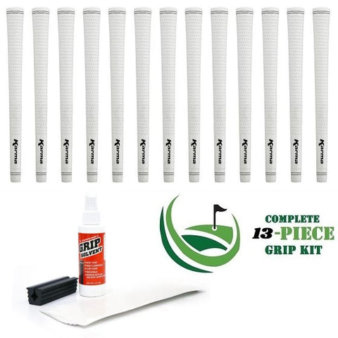 Karma Velour - 13 piece Golf Grip Kit (with tape, solvent, vise clamp) - WHITE