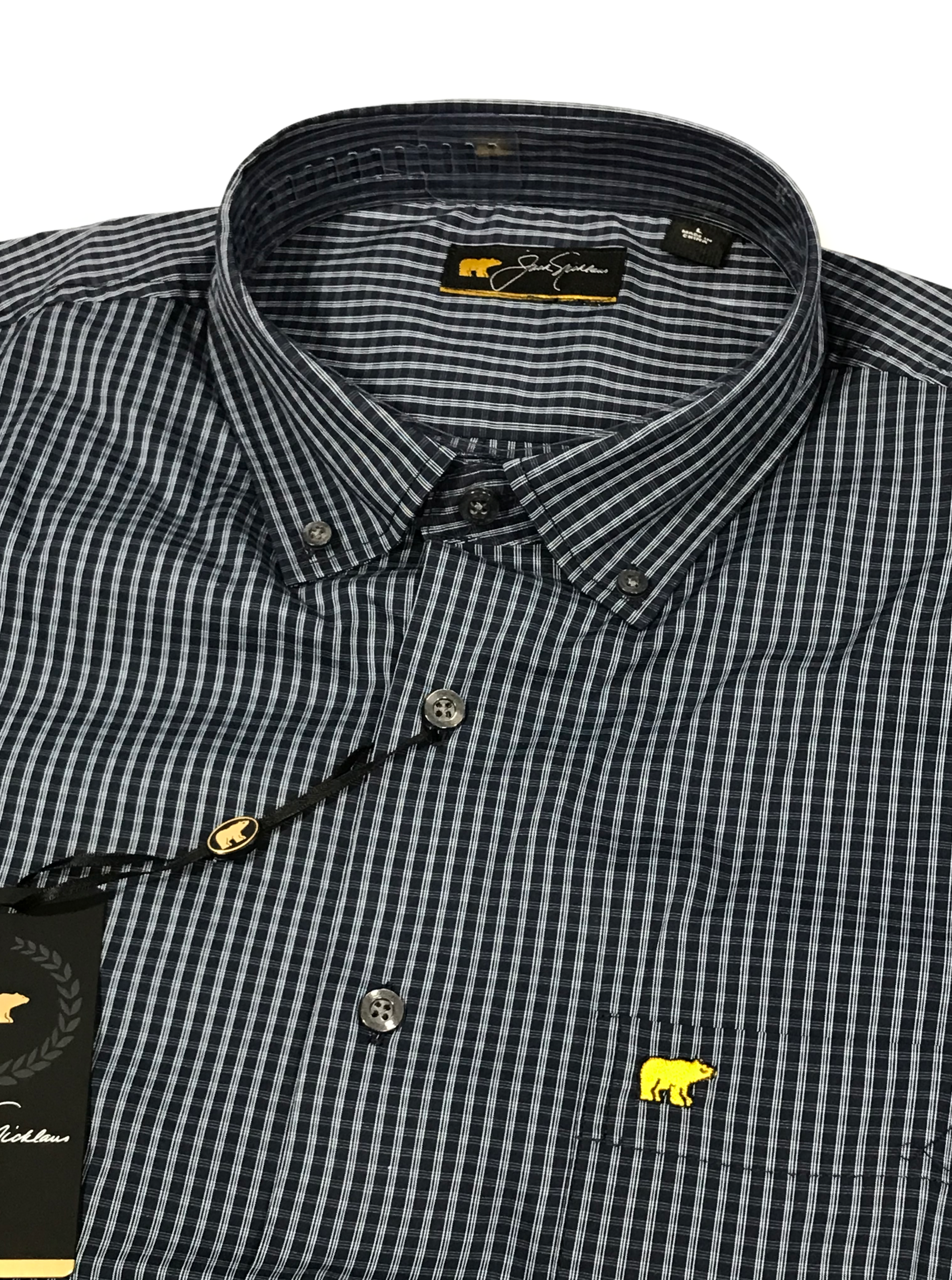 jack nicklaus dress shirts Jack Nicklaus Legacy Button Down Men's Embroidered Dress Shirt Large Plaid
