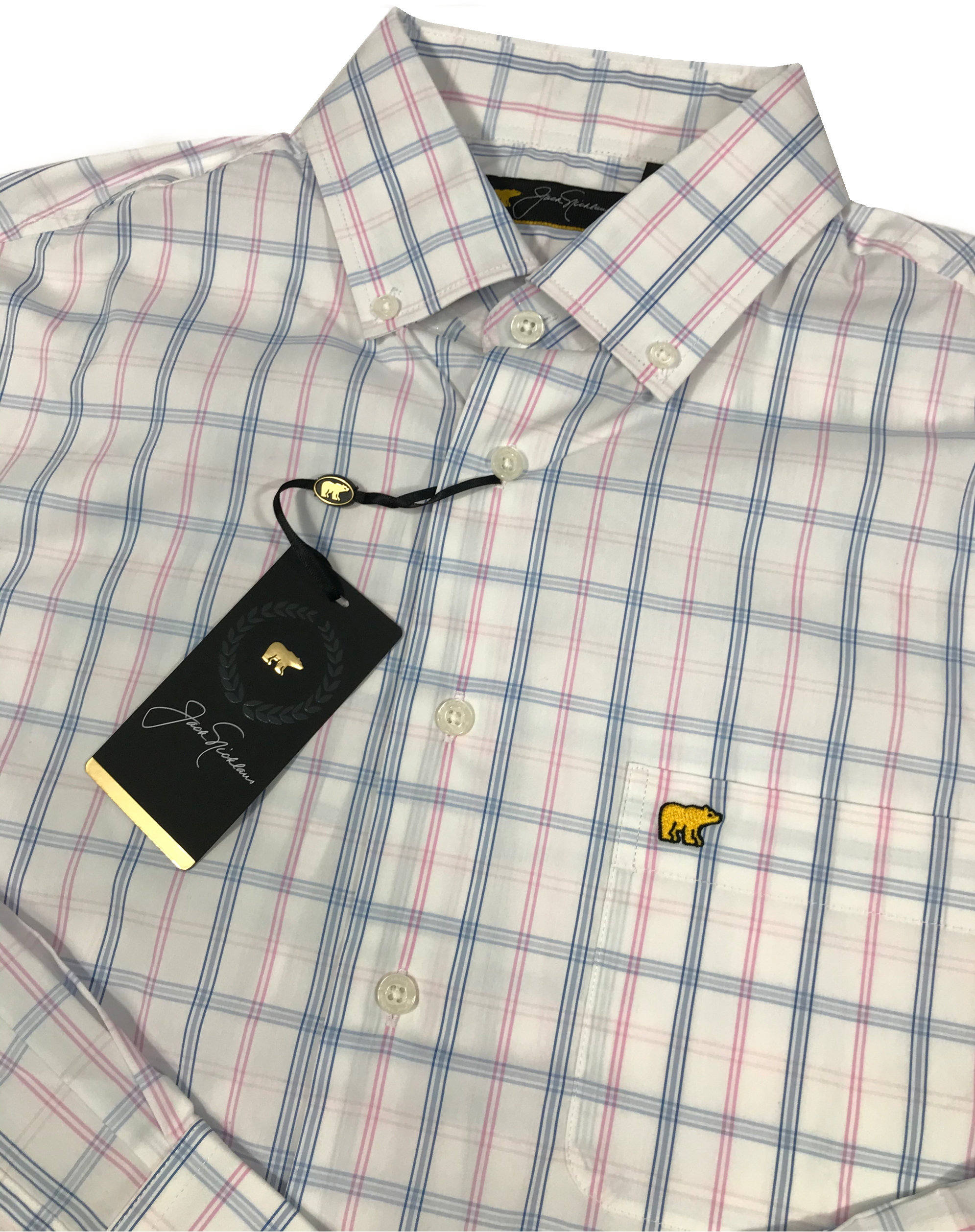jack nicklaus dress shirts Jack Nicklaus Legacy Button Down Men's Embroidered Dress Shirt Large Plaid